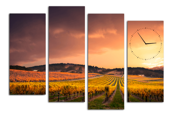 Модульные картины с часами для кухни