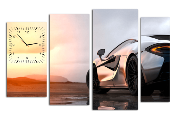 Модульная картина с часами и подсветкой