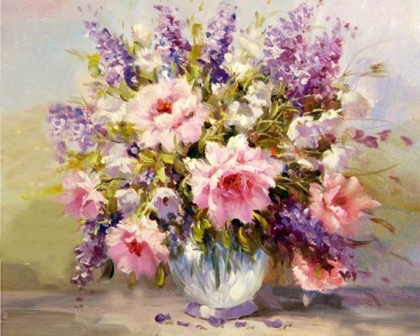 Цветы маслом
