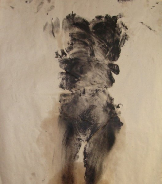 Отпечаток груди на холсте