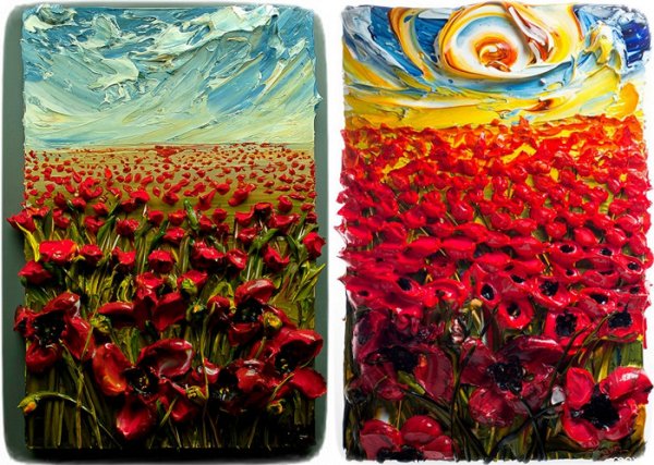 Картина маки мастихином художник Джастин Геффри