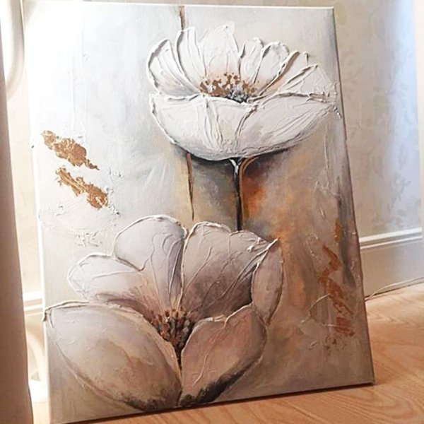 Цветы текстурной пастой