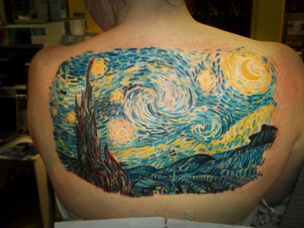 Татуировка Звездная ночь Ван Гог