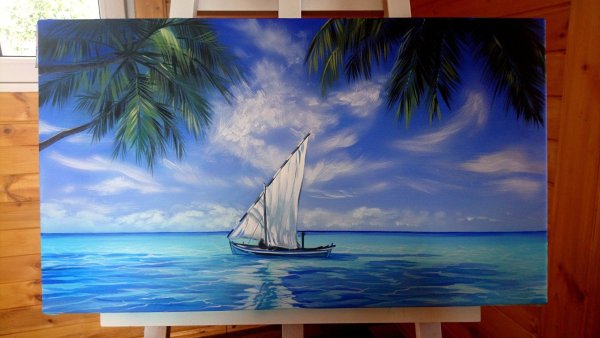 Море акрилом на холсте для начинающих