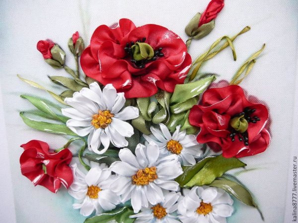 Циния вышивка лентами