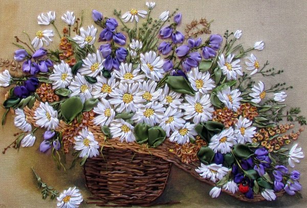 Очень красивые вышивки лентами