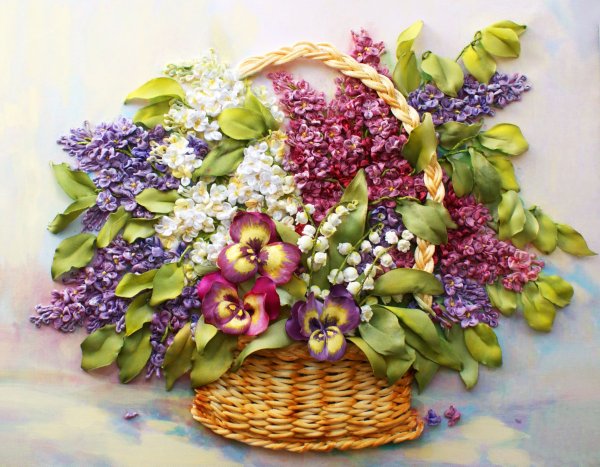 Объёмная вышивка шелковыми лентами