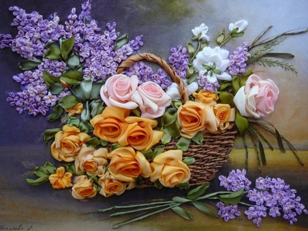 Вышивка атласными лентами