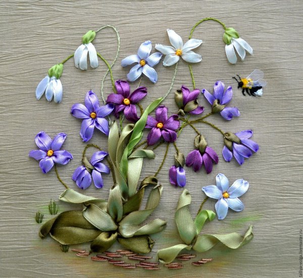 Вышивка лентами Риббон ембройдери