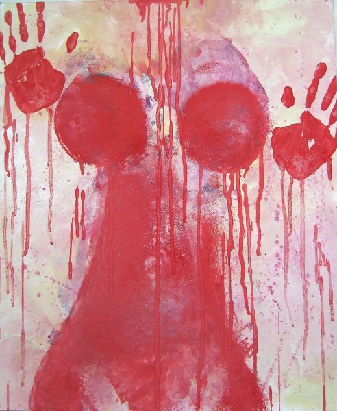 Отпечаток женского тела на холсте