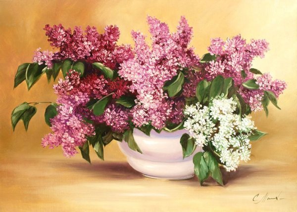 Живопись на холсте сирень