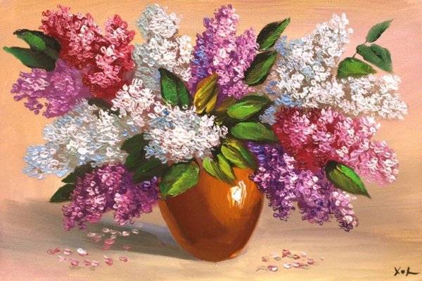 Букет сирени маслом