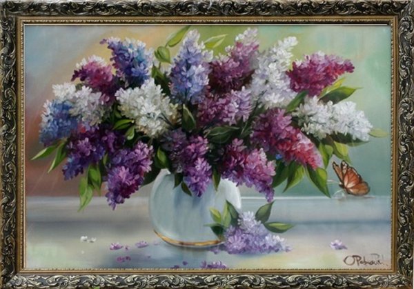 Букет сирени маслом на холсте