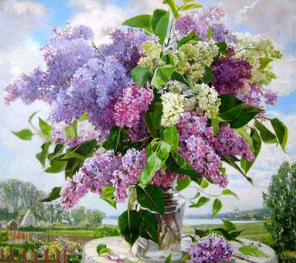 Алмазная мозаика букет сирени 40x50