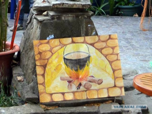 Нарисованный очаг в каморке папы Карло