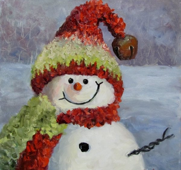 Снеговик живопись
