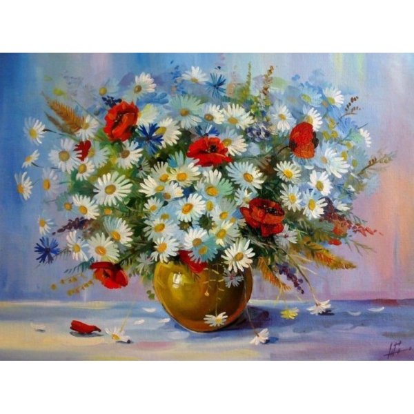 Картина по номерам маки в вазе 40х50