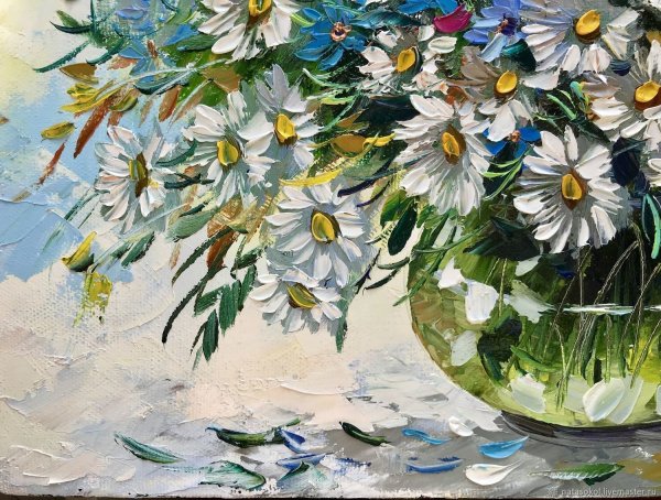 Ромашки акрилом мастихином