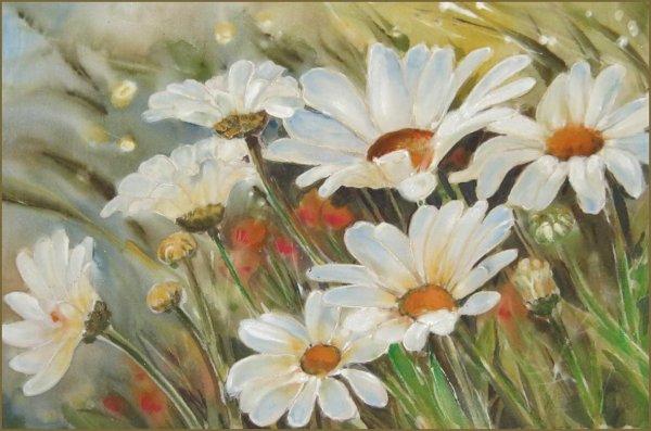 Ромашки рисование маслом