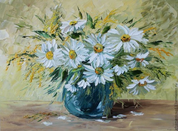 Живопись мастихином ромашки