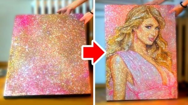 Портрет с блестками на холсте