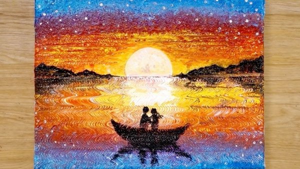 Рисование акриловыми красками и фольгой