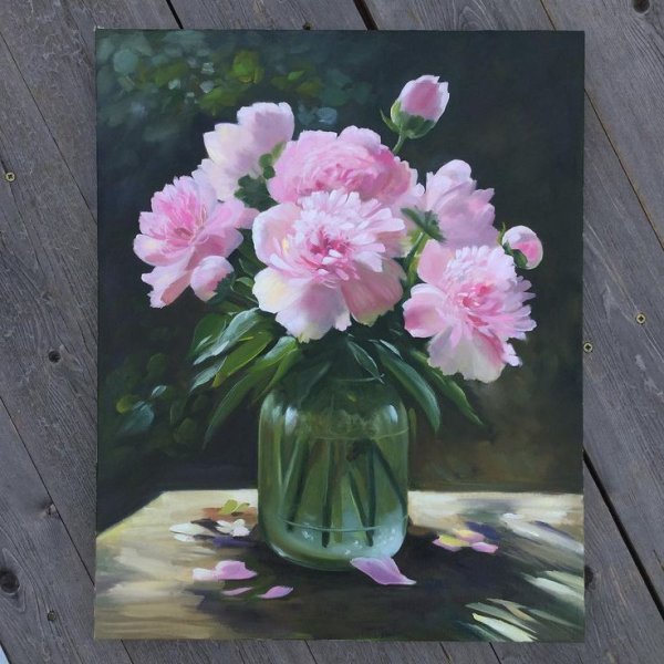 Пионы пастелью