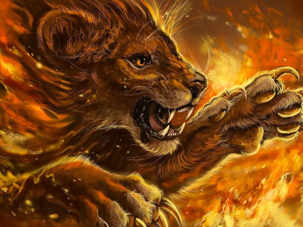 Тигр и Лев маслом