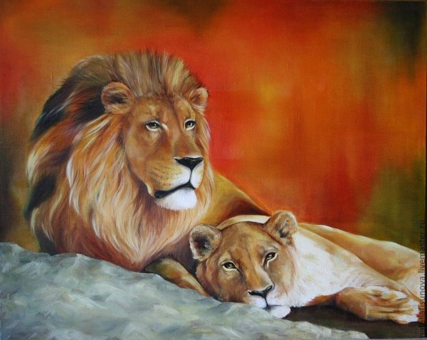 Лев на холсте