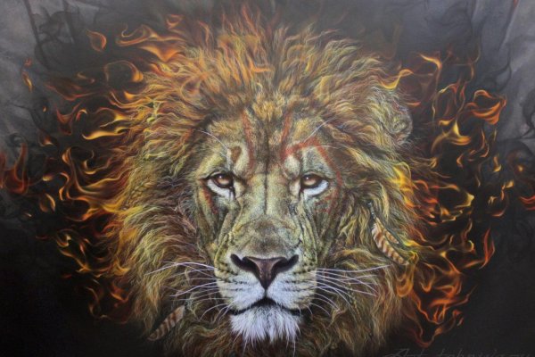 Лев картина маслом