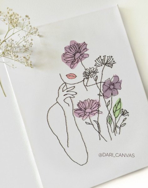 Вышивка на холсте нитками Минимализм