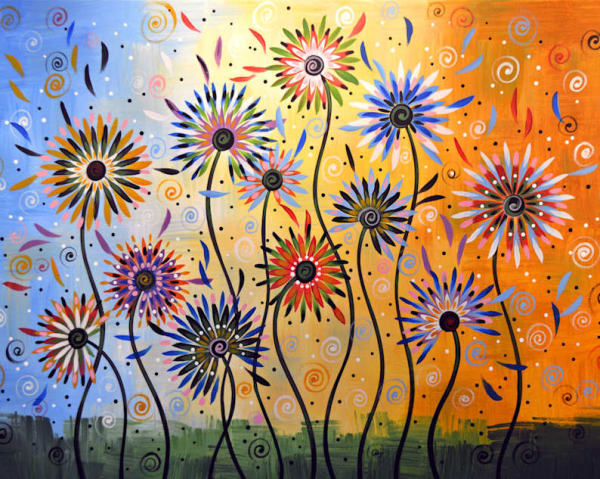 Стилизованные цветы живопись