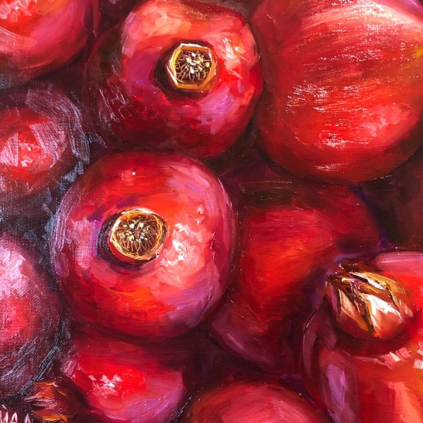 Гранаты маслом на холсте