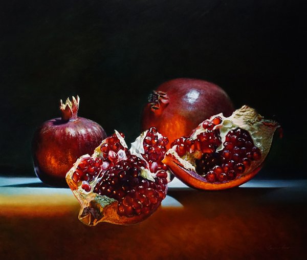 Гранаты маслом на холсте