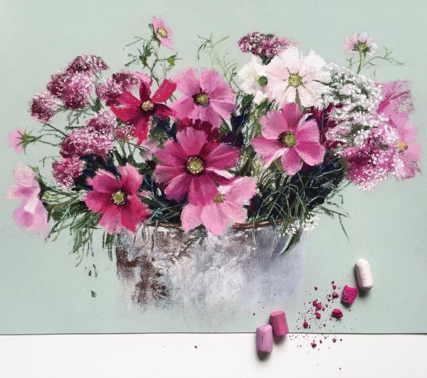 Космея живопись акварелью