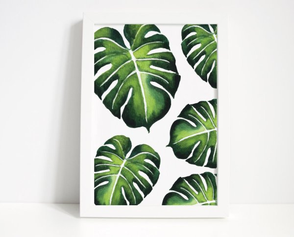 Картины с листьями в интерьере