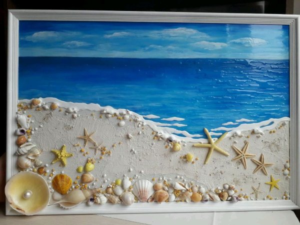 Ракушка с жемчужиной акварель