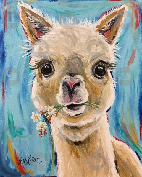 Лама акварель