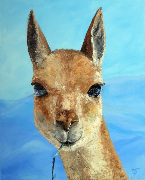 Маленький рисуночек ламы на холсте