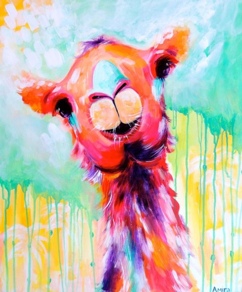 Животное лама в очках