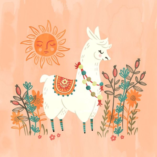 Лама акварель