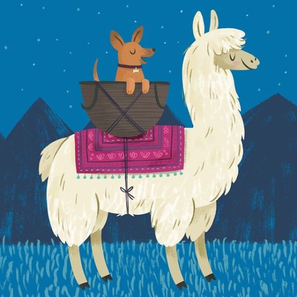 Постер альпака лама акварель