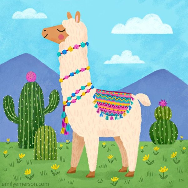 Лама в пустыне картина