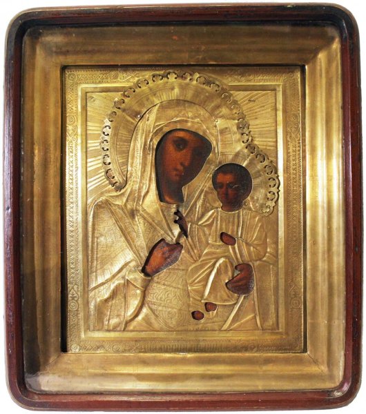 Казанская икона Божией матери 19 век в киоте