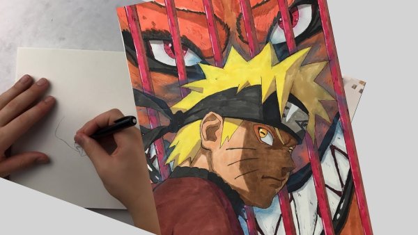 Срисовки аниме Наруто Саске и Сакура