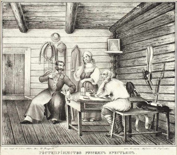 Ростислав Фелицын. «На крыльце избы», 1855 г.