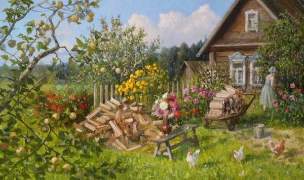 Летние пейзажи маслом живопись деревня Владимир Жданов