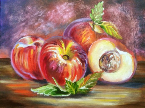 Персики картина маслом