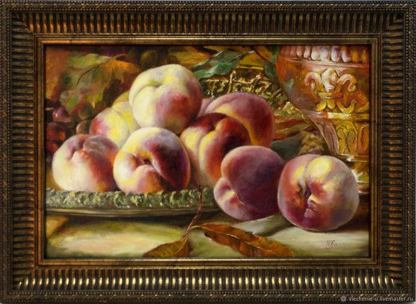 Персики живопись маслом