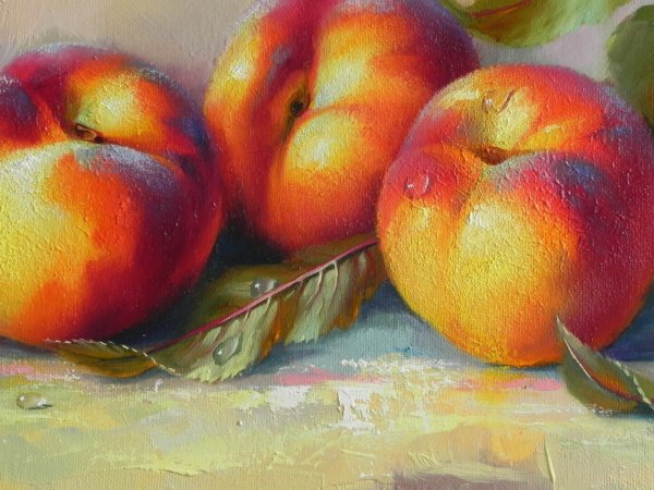 Персики маслом на холсте